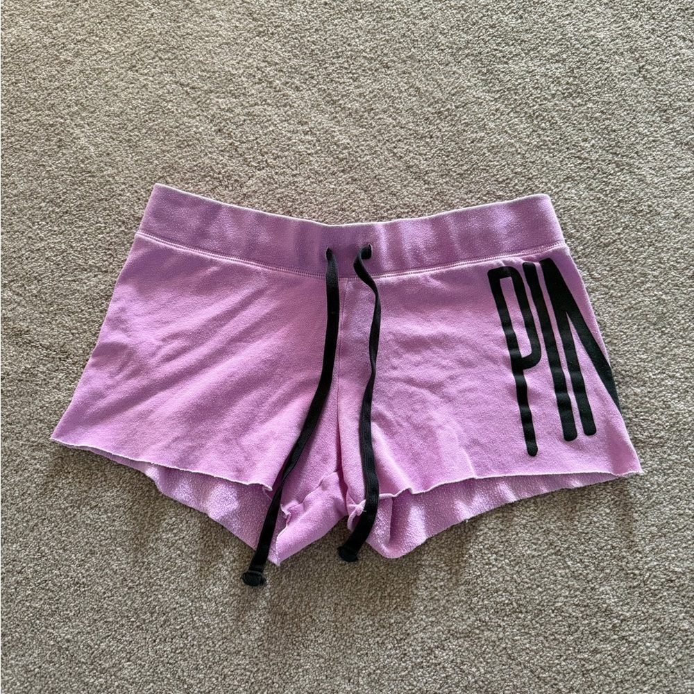 PINK Victoria's Secret Lilac Lounge Shorts with Black Logo